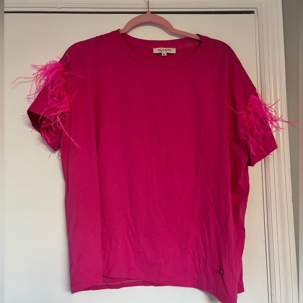 Please Hot Pink Feather Top